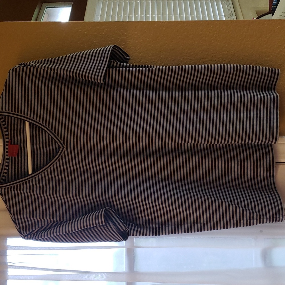 Red Saks Fifth Tshirt Striped